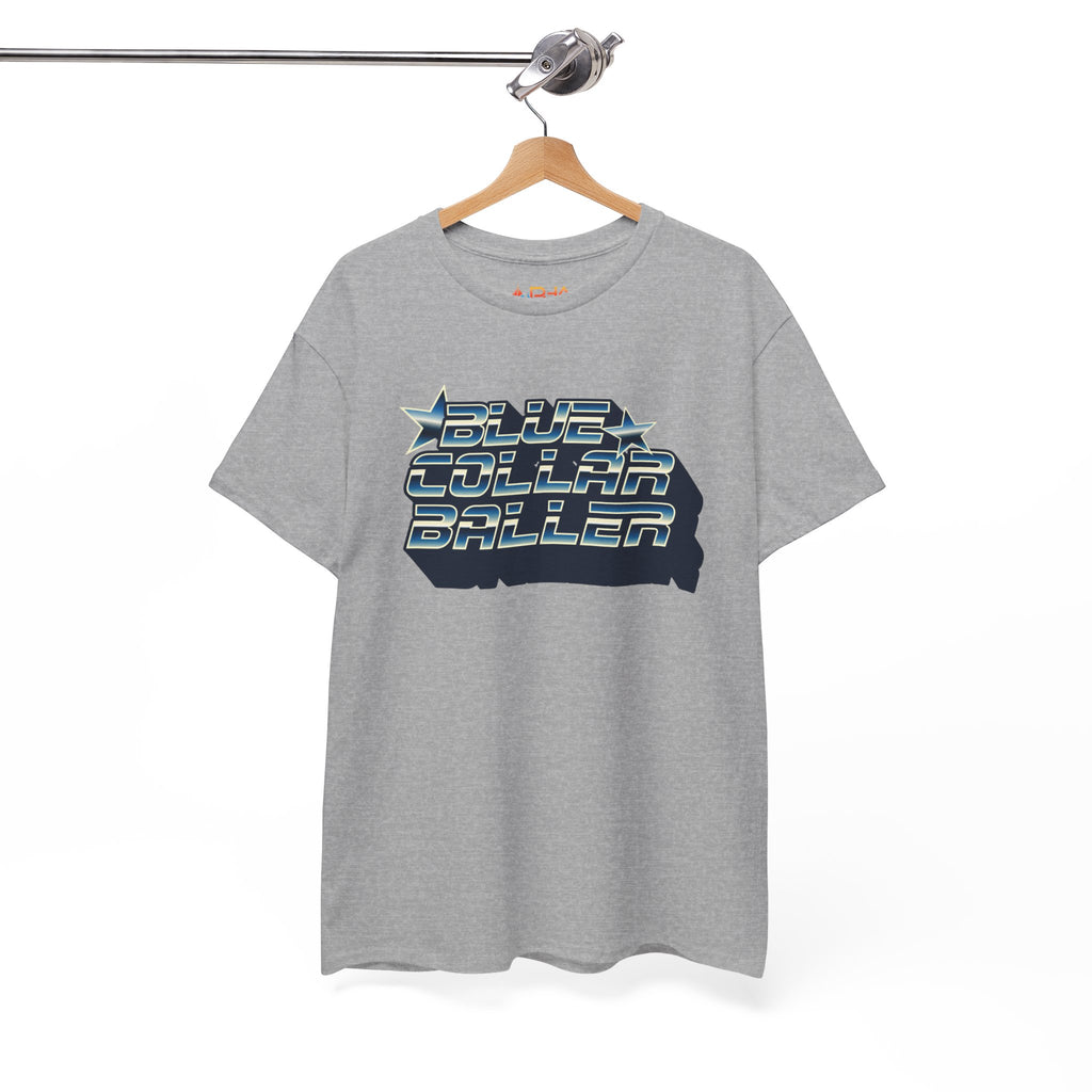 Blue Collar Baller Graphic T-Shirt | Retro 3D Text Workwear Tee