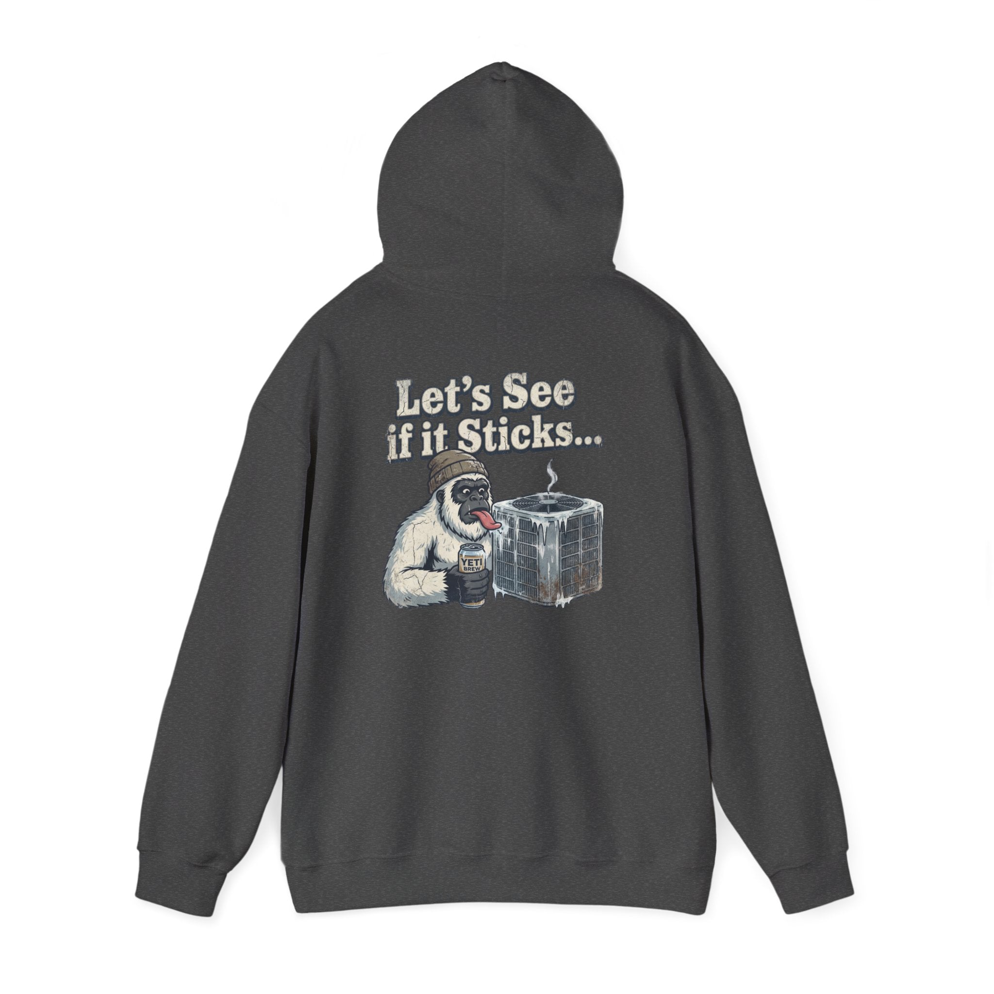 Yeti Tongue Testing HVAC Graphic Hoodie | Freon Refrigerant Humor Pullover