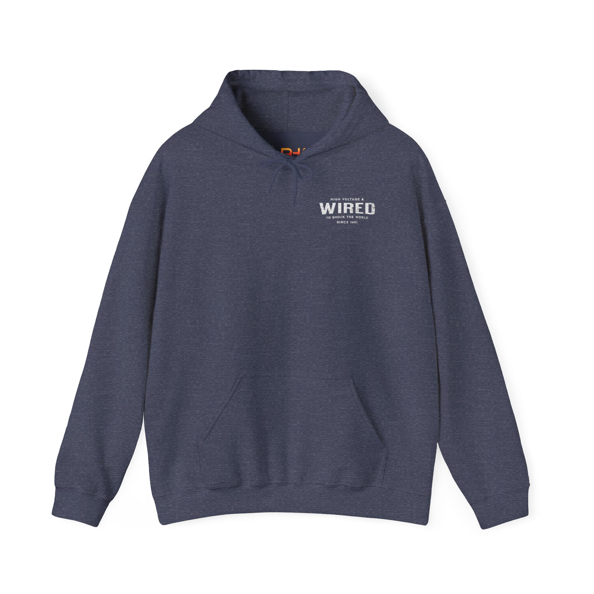 High Voltage & Wired Graphic Hoodie | Retro Distressed Text Pullover Hooded Sweatshirt