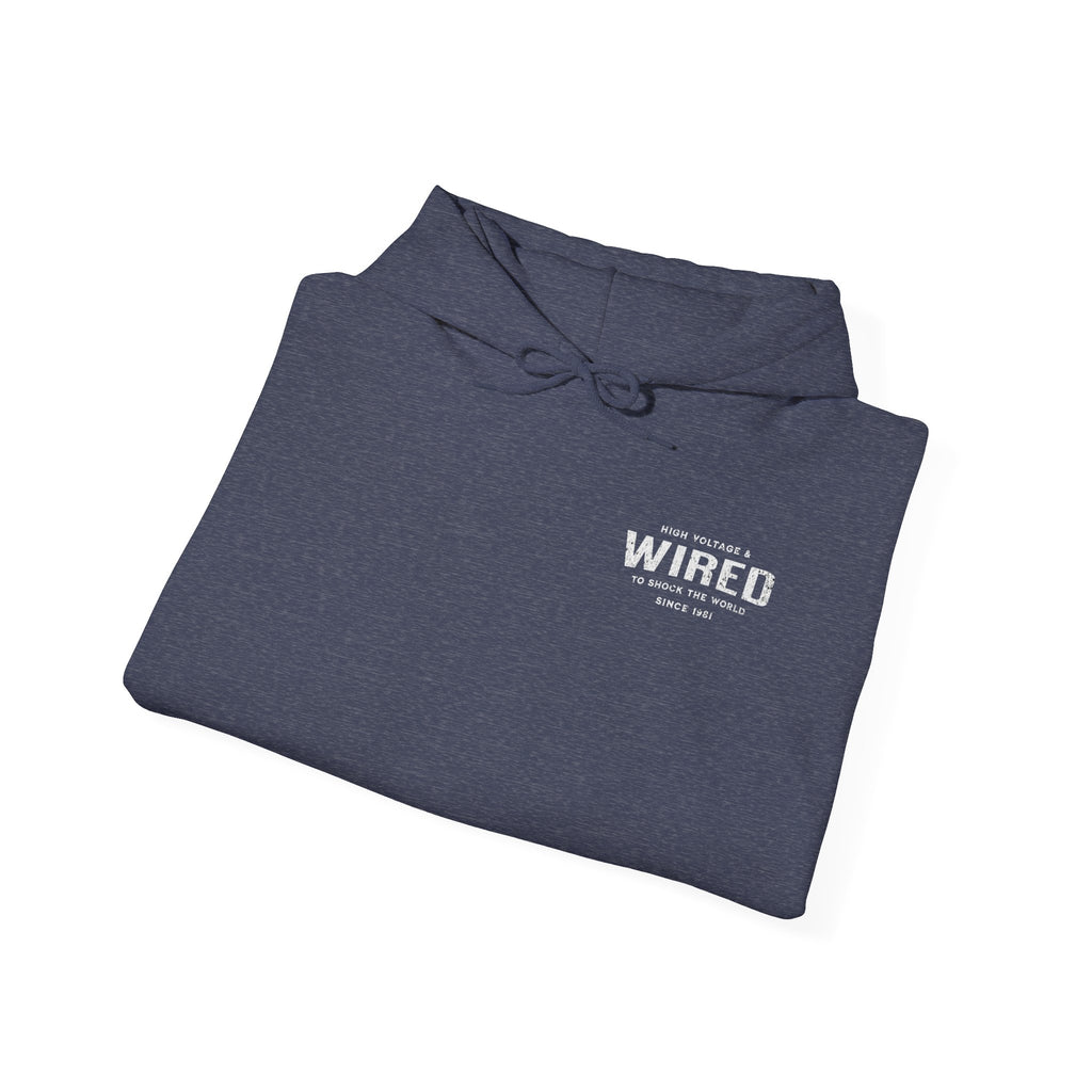High Voltage & Wired Graphic Hoodie | Retro Distressed Text Pullover Hooded Sweatshirt