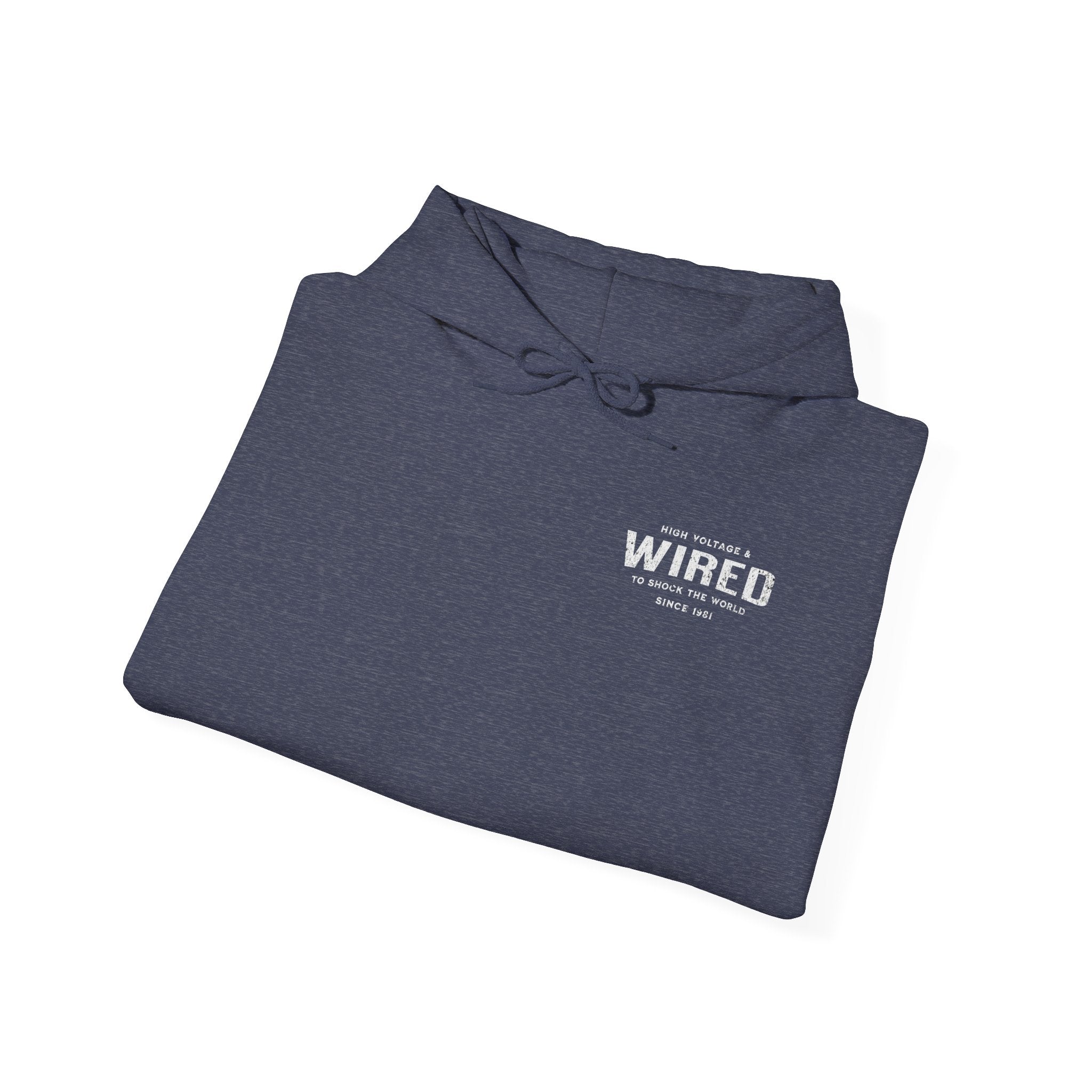High Voltage & Wired Graphic Hoodie | Retro Distressed Text Pullover Hooded Sweatshirt
