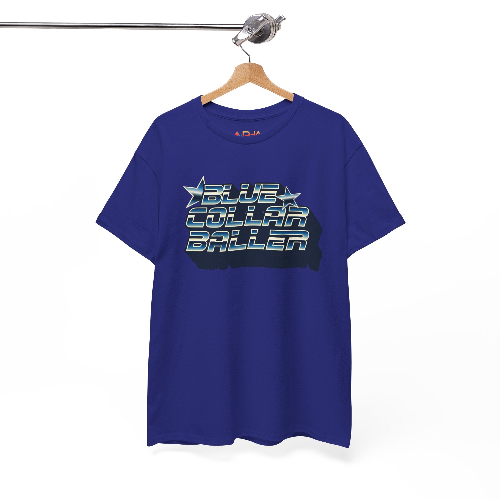 Blue Collar Baller Graphic T-Shirt | Retro 3D Text Workwear Tee