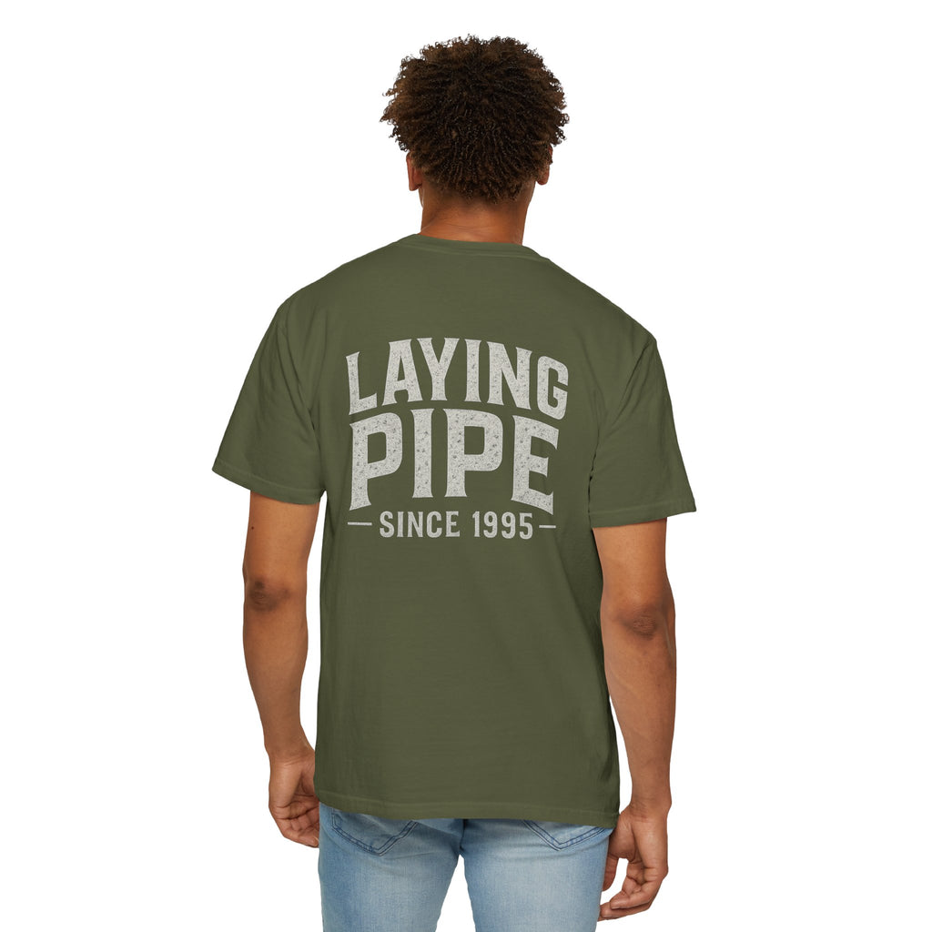Laying Pipe Since 1995 Graphic Tee | Vintage Plumber Design T-shirt