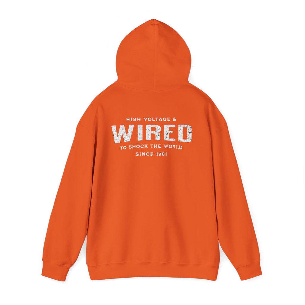 High Voltage & Wired Graphic Hoodie | Retro Distressed Text Pullover Hooded Sweatshirt
