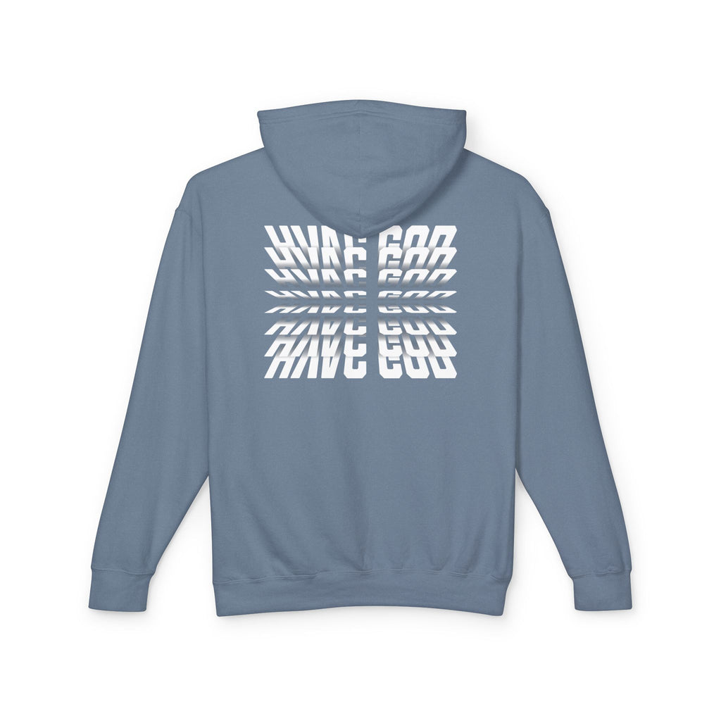 HVAC God Graphic Hoodie | Distorted Wavey Text on Chest & Back