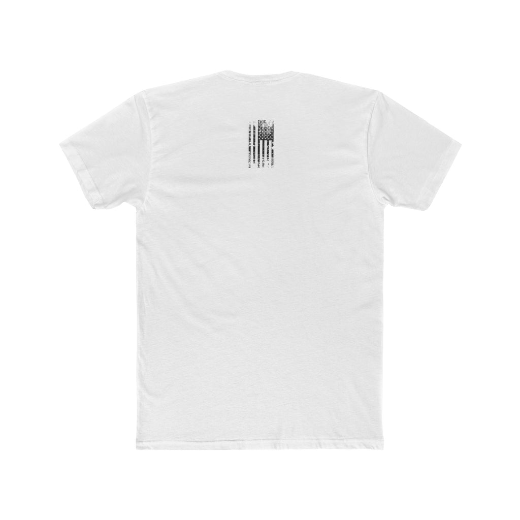American with Chinese Parts Graphic Tee | Distressed Flag Text Back Workwear T-shirt