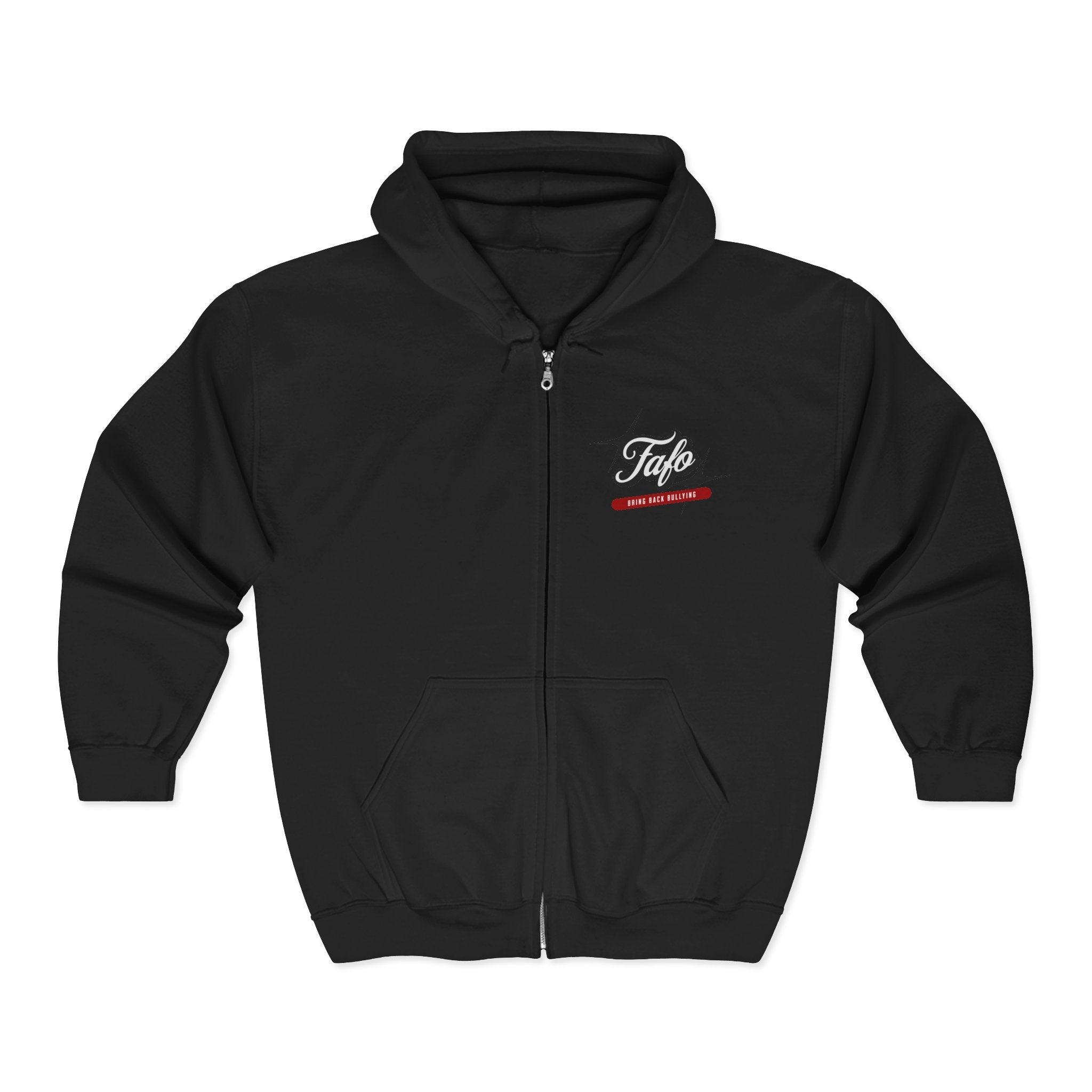 FAFO Retro Script Graphic Full-Zip Hoodie | Hooded Zip-Up Sweatshirt