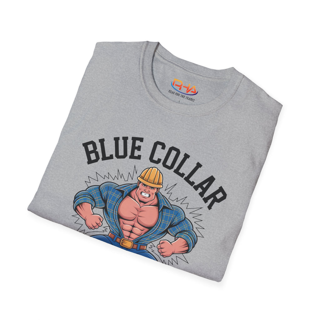Blue Collar Warrior Graphic Tee | Construction Worker Strongman T-Shirt