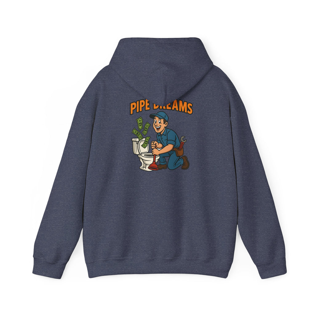 Pipe Dreams Graphic Hoodie | Plumber Money Illustration Hooded Sweatshirt