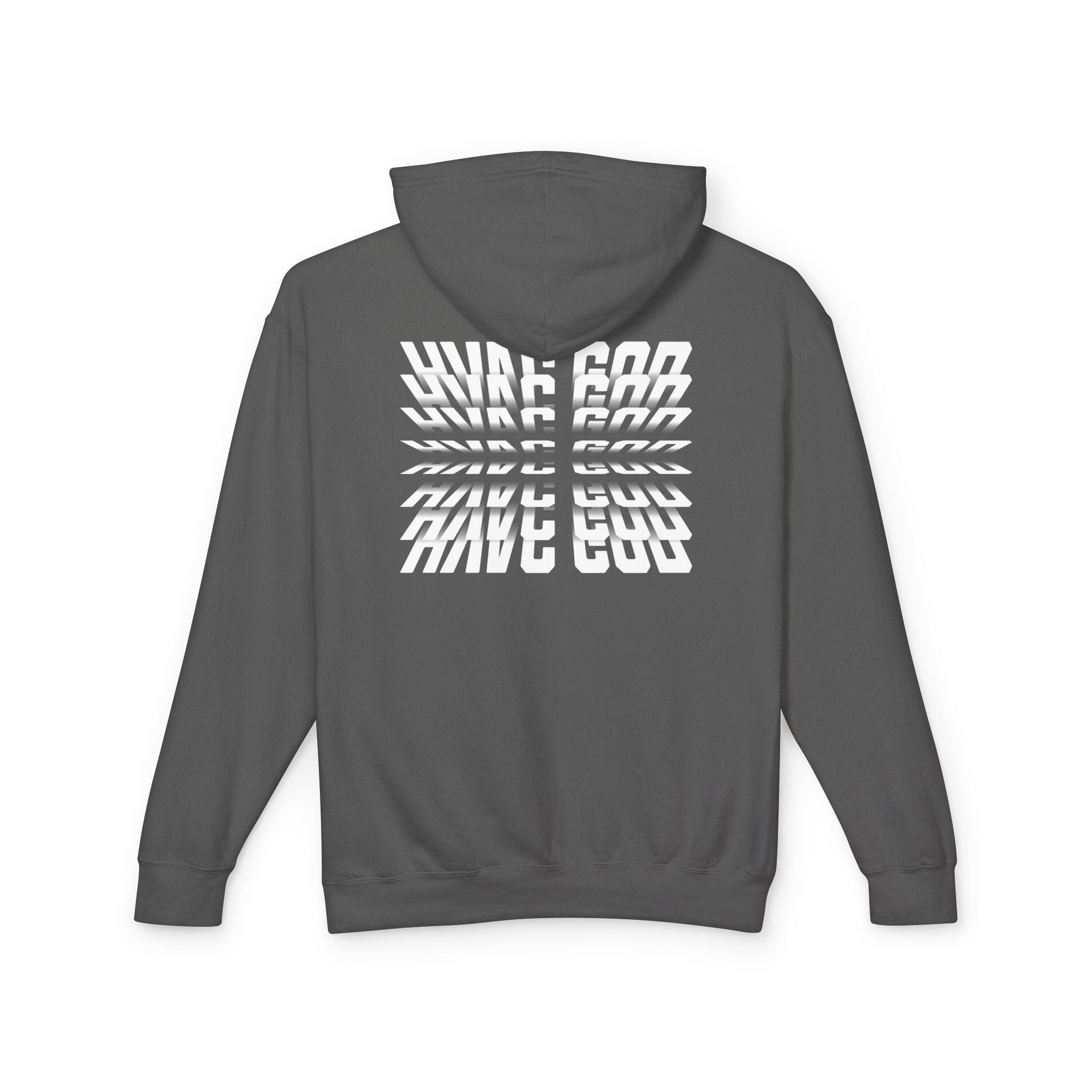 HVAC God Graphic Hoodie | Distorted Wavey Text on Chest & Back