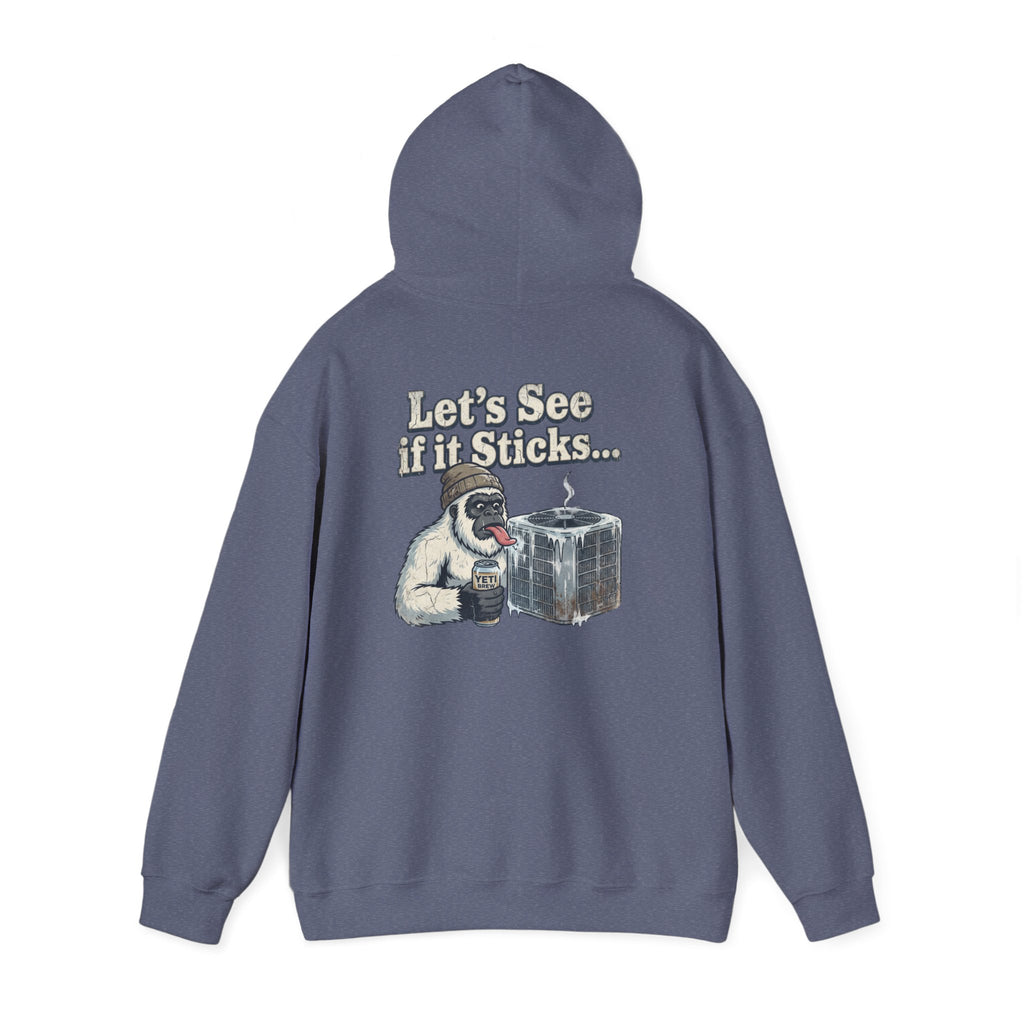 Yeti Tongue Testing HVAC Graphic Hoodie | Freon Refrigerant Humor Pullover