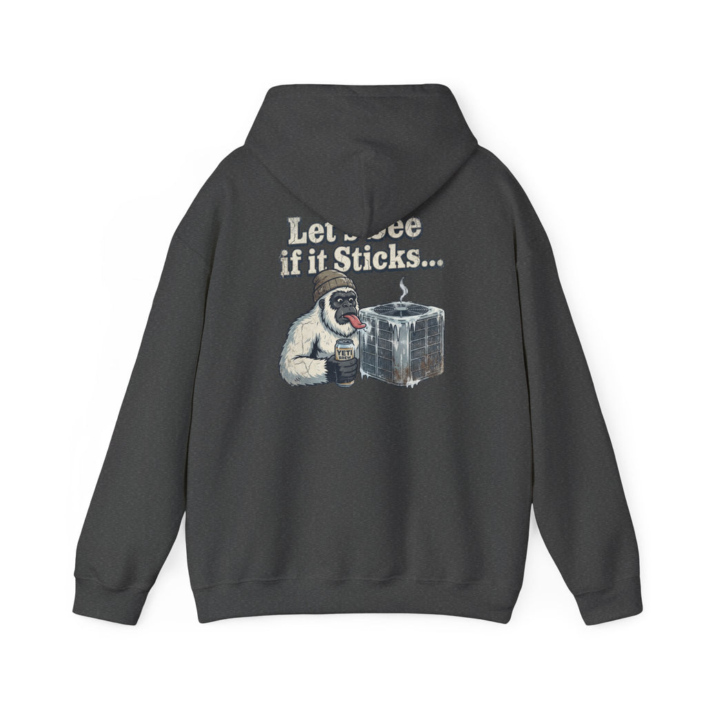 Yeti Tongue Testing HVAC Graphic Hoodie | Freon Refrigerant Humor Pullover