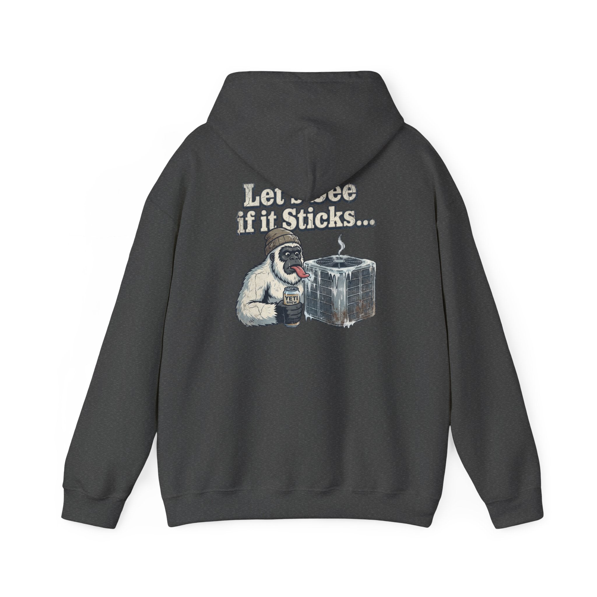 Yeti Tongue Testing HVAC Graphic Hoodie | Freon Refrigerant Humor Pullover