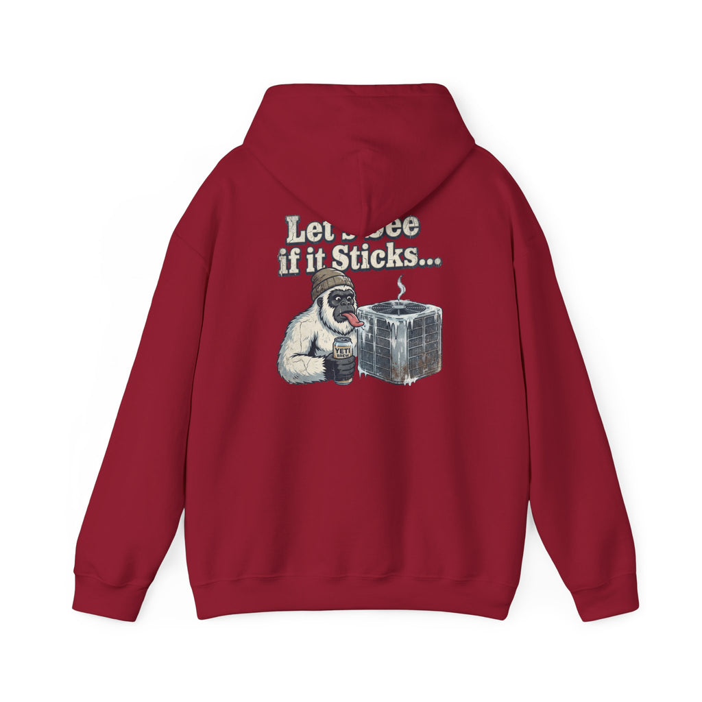 Yeti Tongue Testing HVAC Graphic Hoodie | Freon Refrigerant Humor Pullover