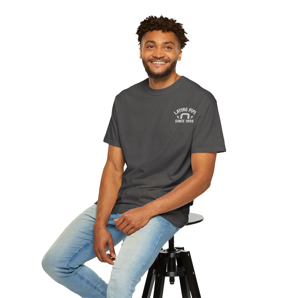 Laying Pipe Since 1995 Graphic Tee | Vintage Plumber Design T-shirt