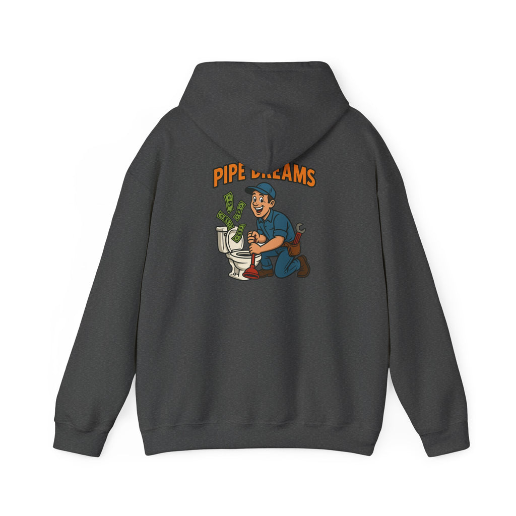 Pipe Dreams Graphic Hoodie | Plumber Money Illustration Hooded Sweatshirt