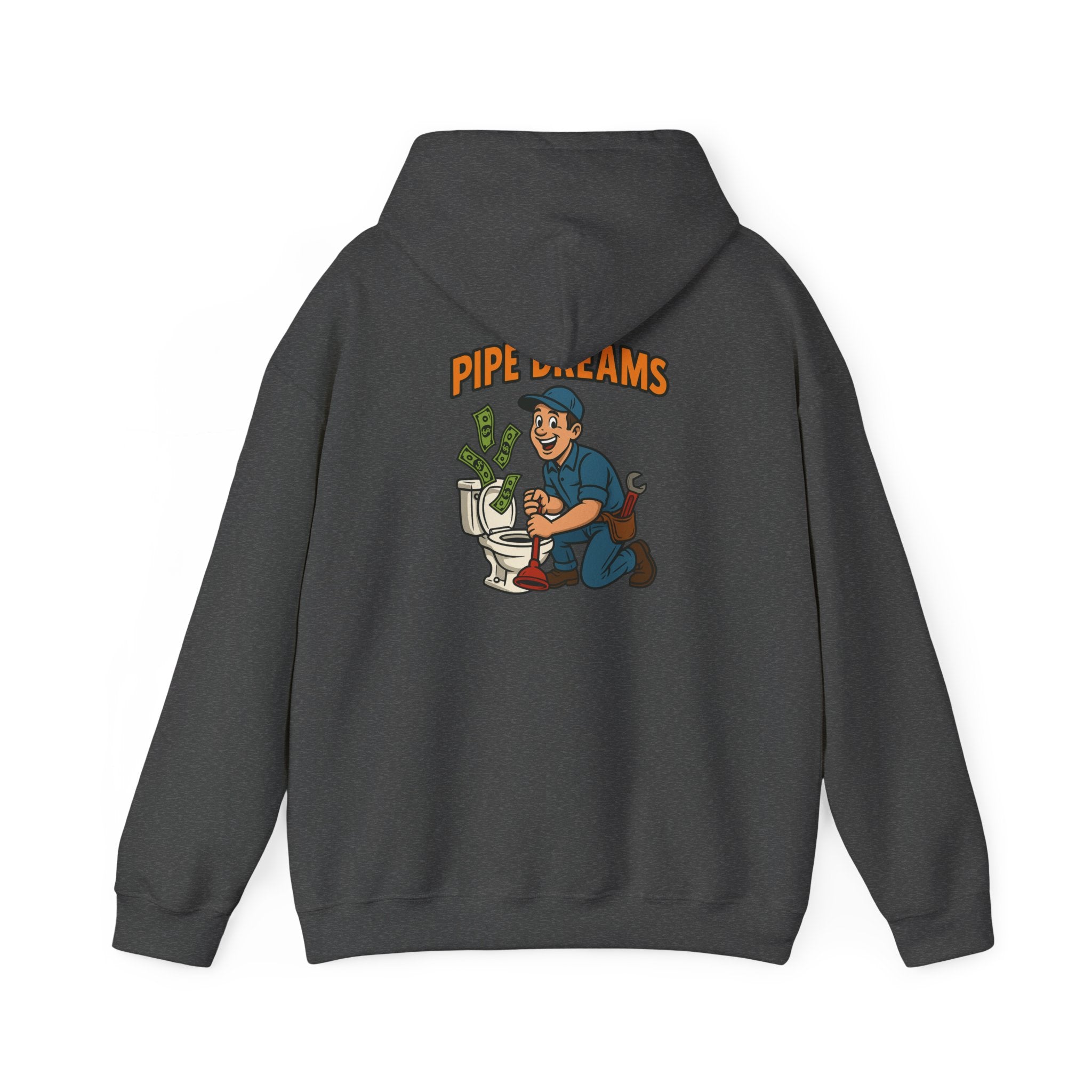 Pipe Dreams Graphic Hoodie | Plumber Money Illustration Hooded Sweatshirt