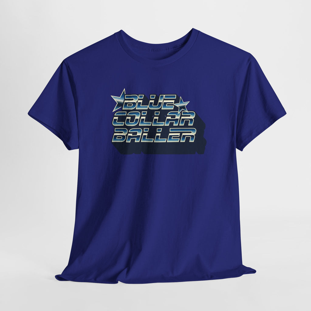 Blue Collar Baller Graphic T-Shirt | Retro 3D Text Workwear Tee