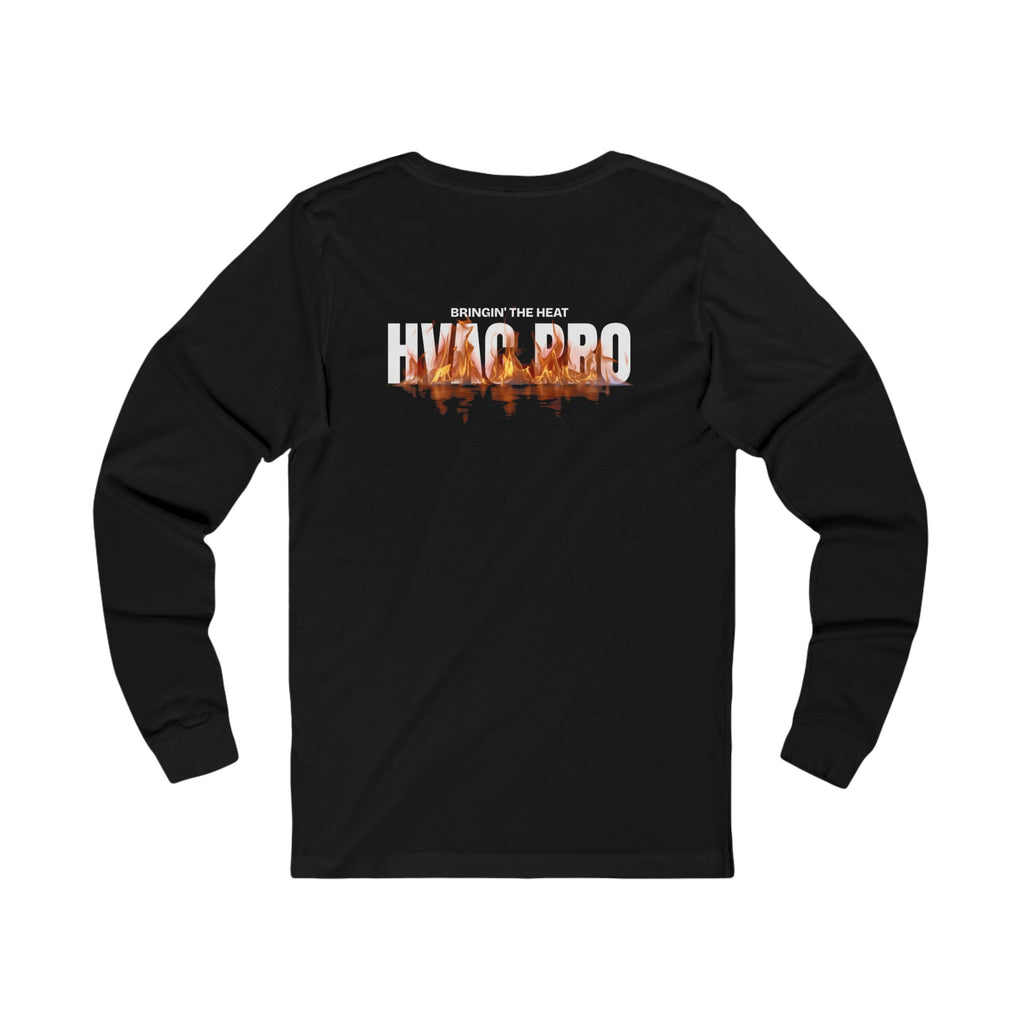 HVAC Pro Flame Long-Sleeve Graphic Tee | Heating Cooling Technician Shirt