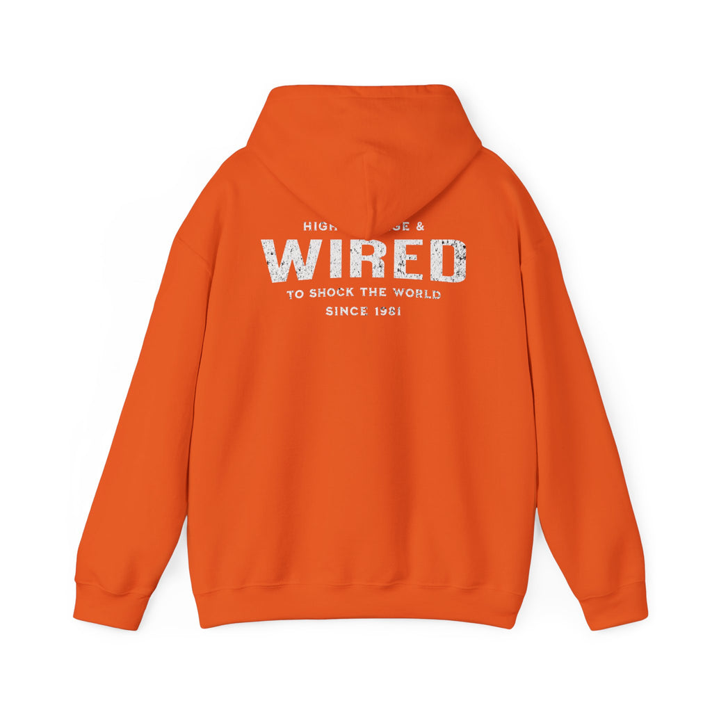 High Voltage & Wired Graphic Hoodie | Retro Distressed Text Pullover Hooded Sweatshirt