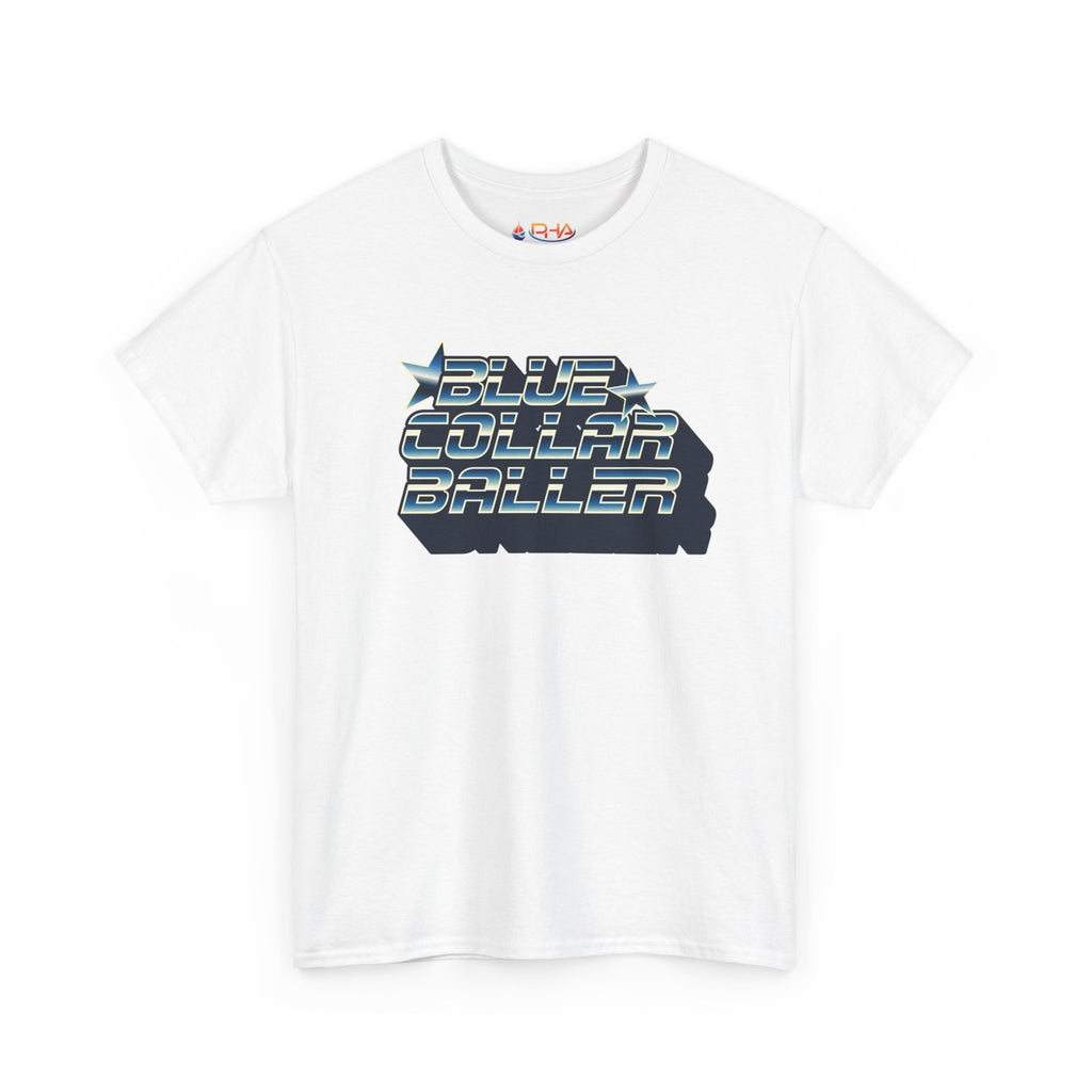 Blue Collar Baller Graphic T-Shirt | Retro 3D Text Workwear Tee