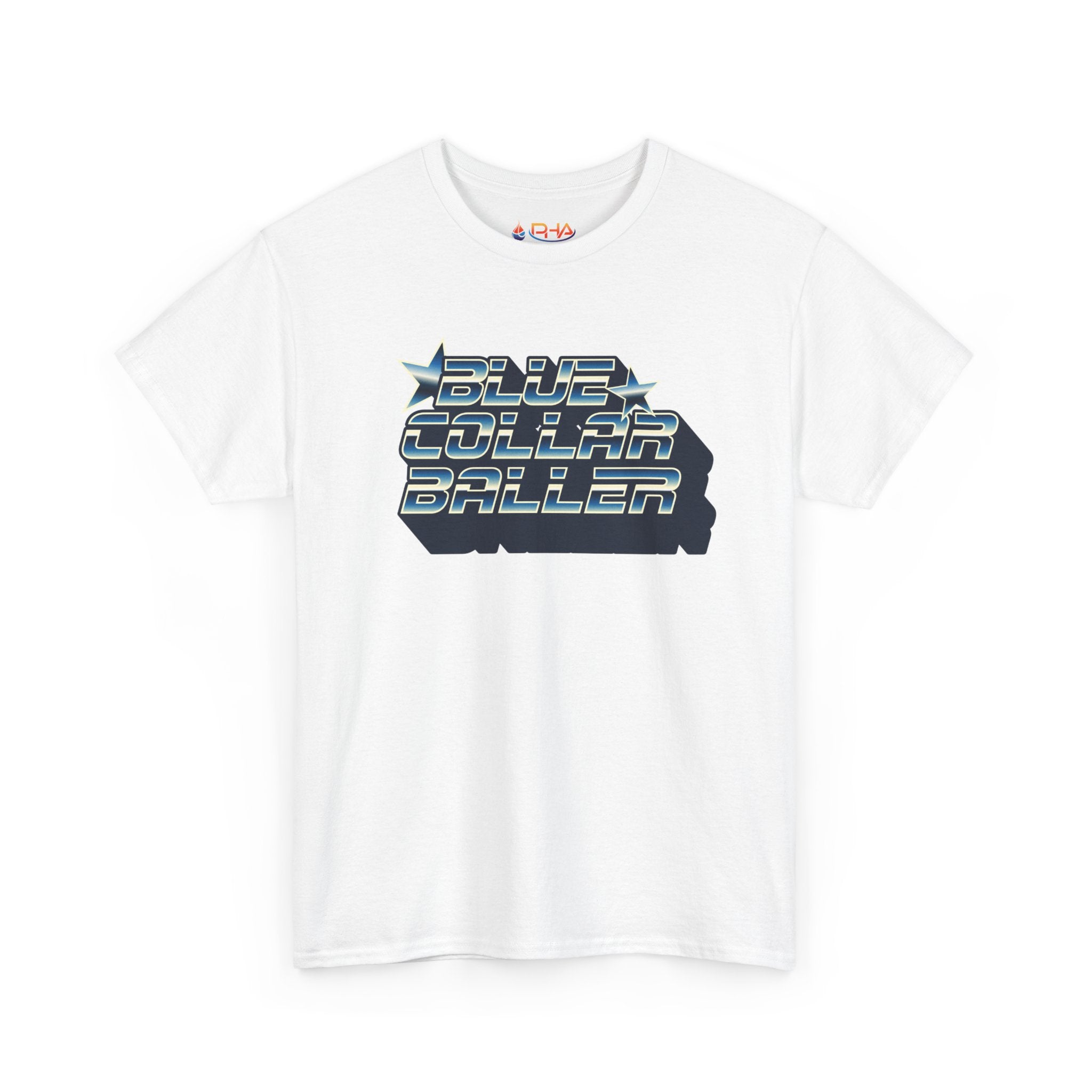 Blue Collar Baller Graphic T-Shirt | Retro 3D Text Workwear Tee
