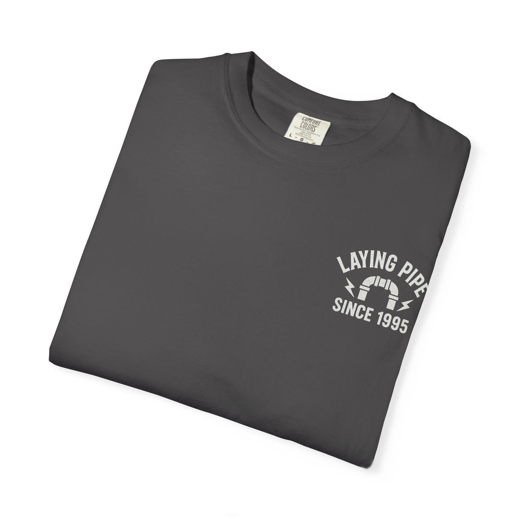 Laying Pipe Since 1995 Graphic Tee | Vintage Plumber Design T-shirt