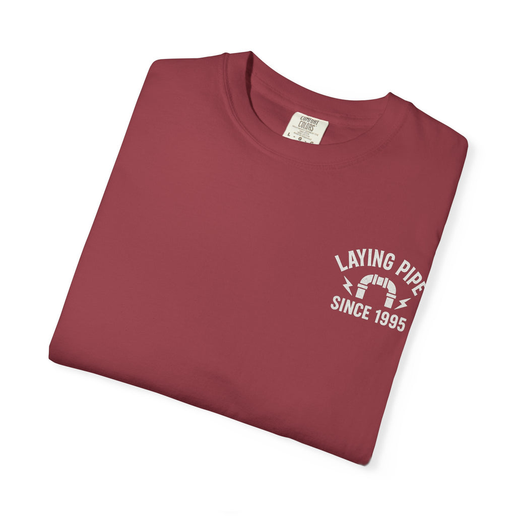Laying Pipe Since 1995 Graphic Tee | Vintage Plumber Design T-shirt