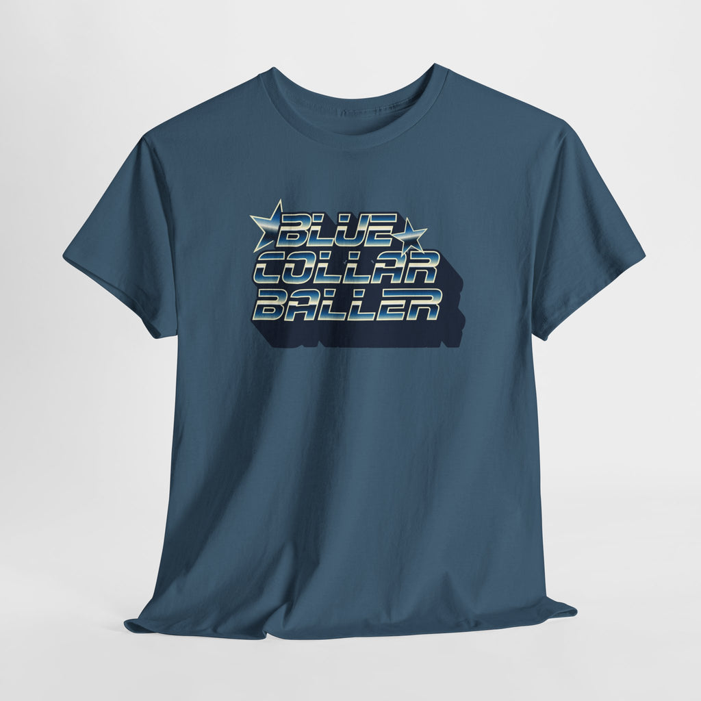 Blue Collar Baller Graphic T-Shirt | Retro 3D Text Workwear Tee