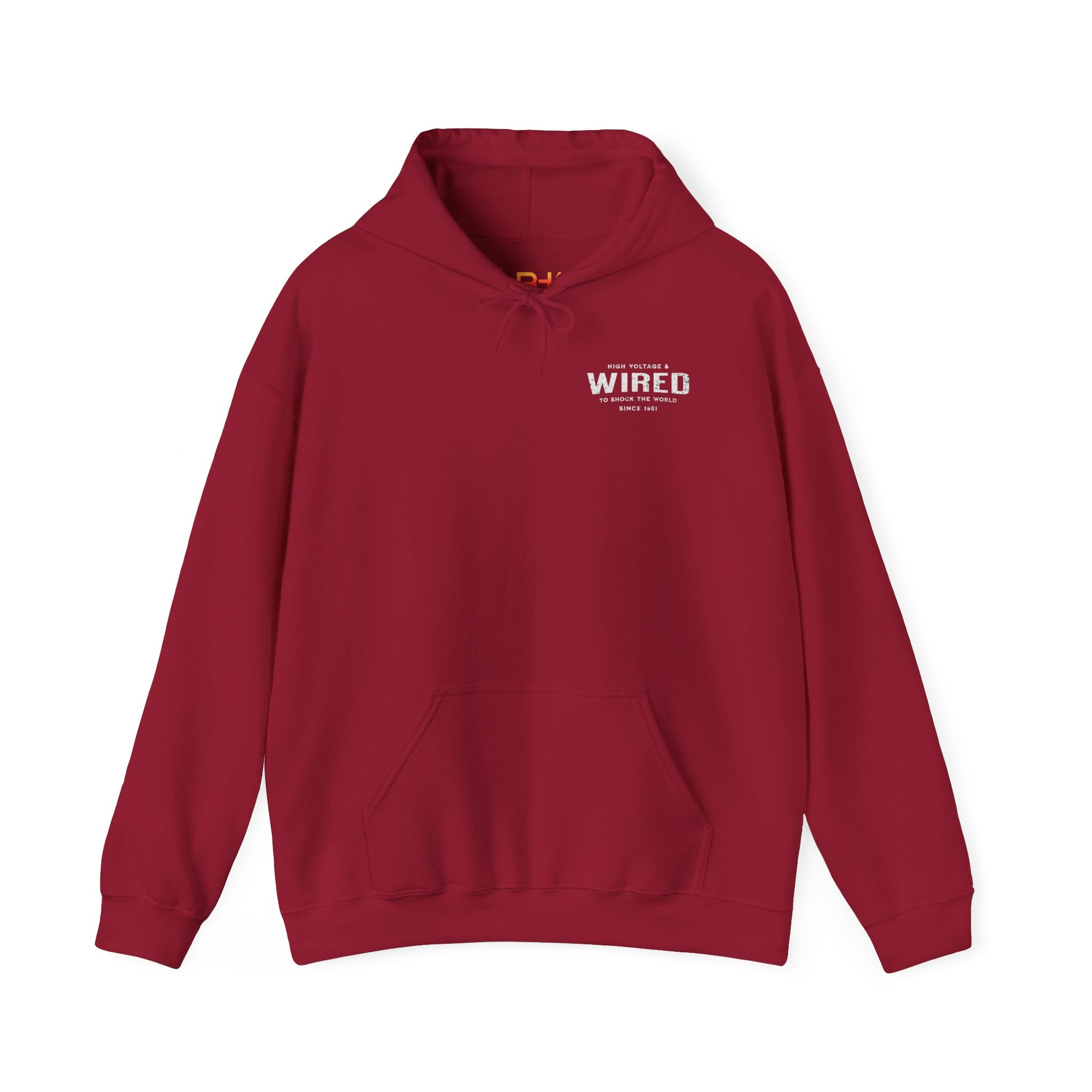 High Voltage & Wired Graphic Hoodie | Retro Distressed Text Pullover Hooded Sweatshirt