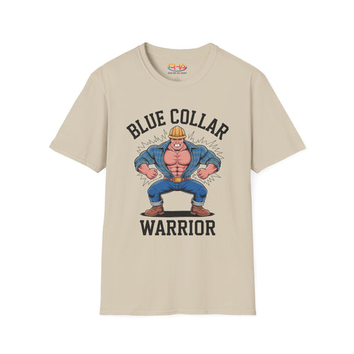 Blue Collar Warrior Graphic Tee | Construction Worker Strongman T-Shirt