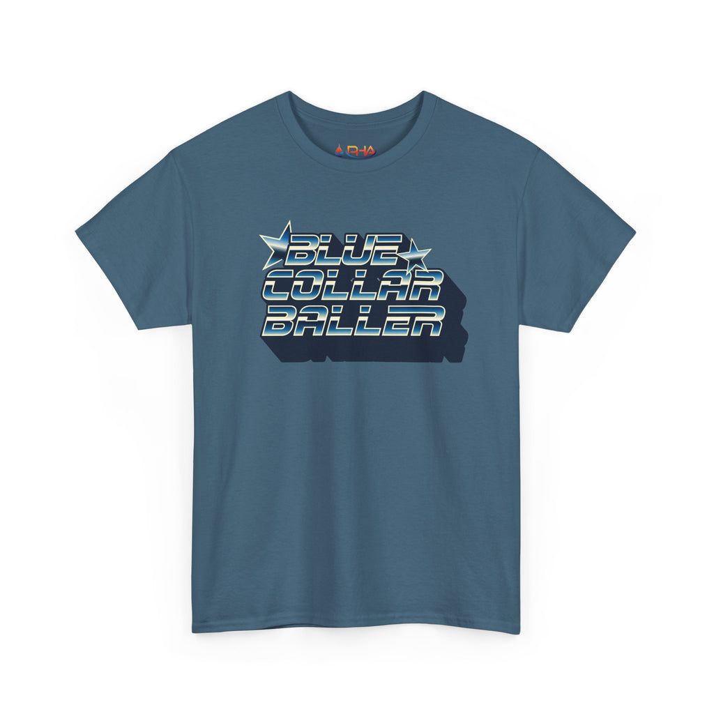Blue Collar Baller Graphic T-Shirt | Retro 3D Text Workwear Tee