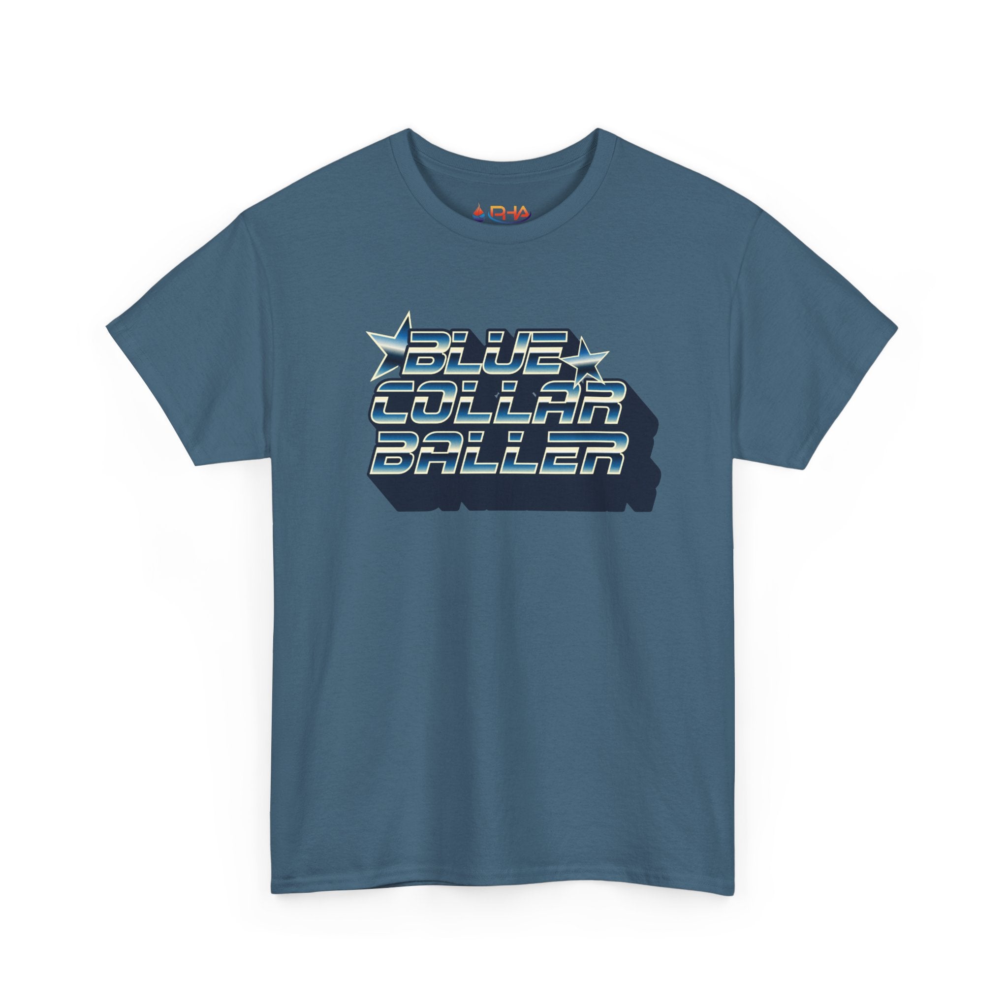 Blue Collar Baller Graphic T-Shirt | Retro 3D Text Workwear Tee