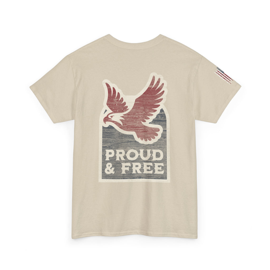 Proud & Free Eagle Graphic Tee | American Tradesman USA Flag T-shirt