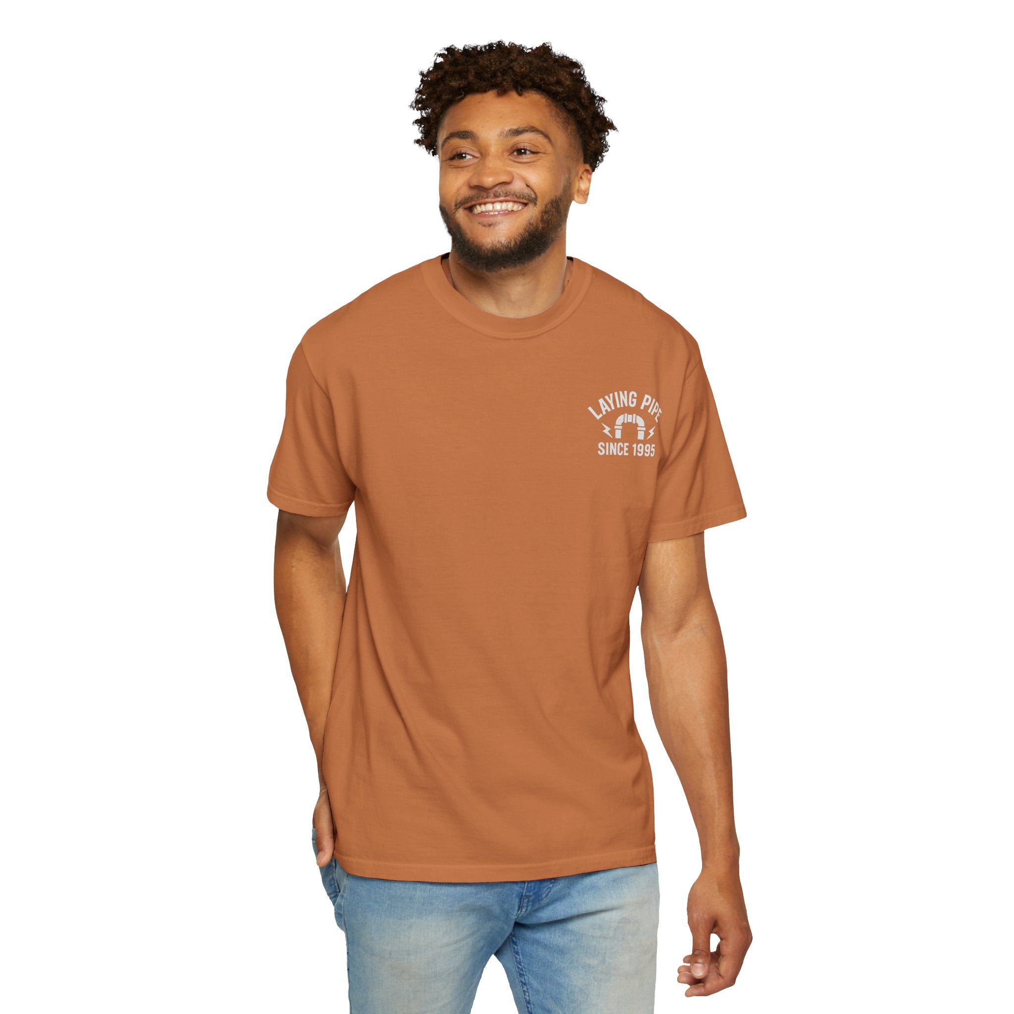 Laying Pipe Since 1995 Graphic Tee | Vintage Plumber Design T-shirt