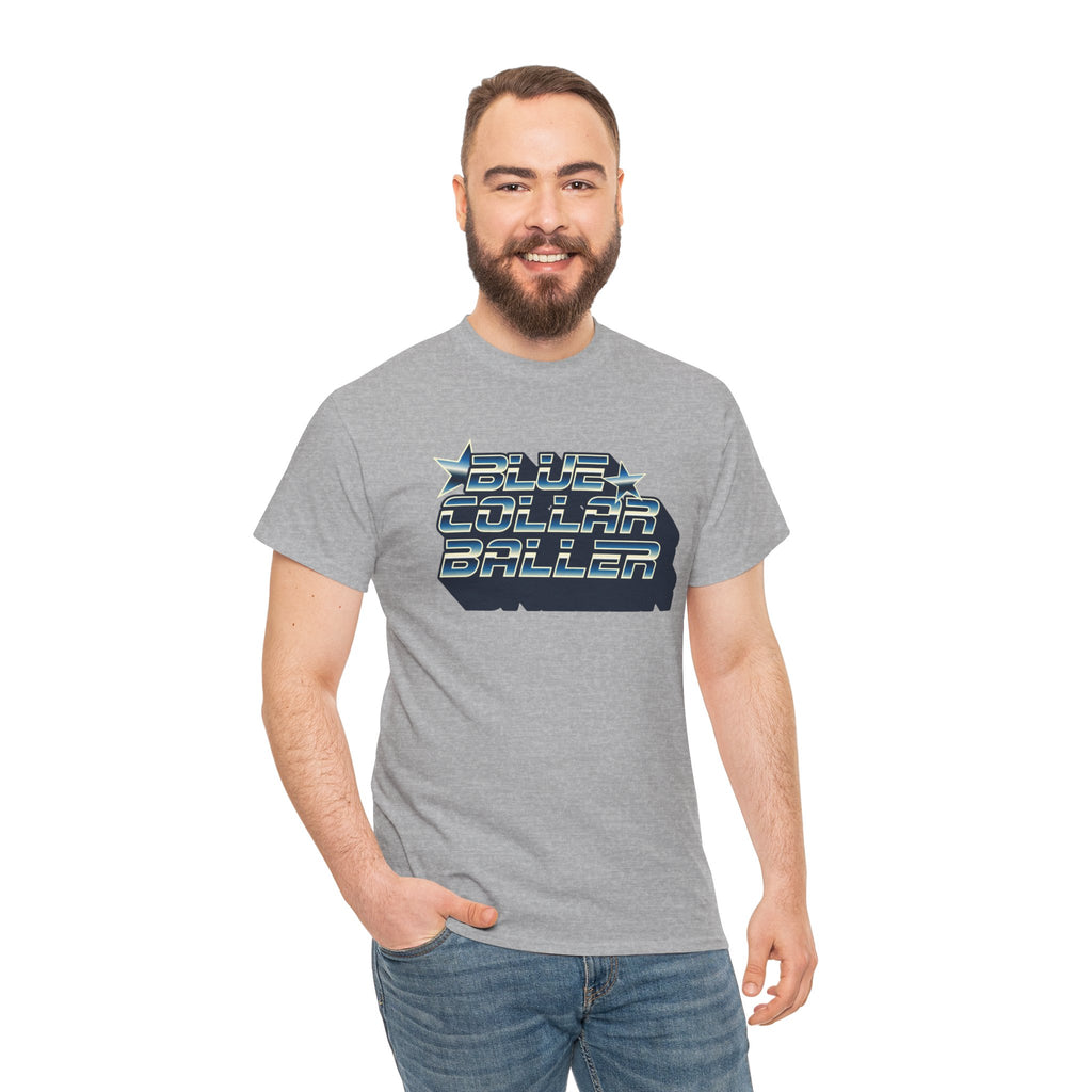 Blue Collar Baller Graphic T-Shirt | Retro 3D Text Workwear Tee