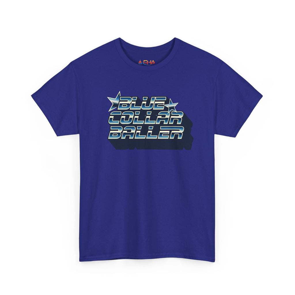 Blue Collar Baller Graphic T-Shirt | Retro 3D Text Workwear Tee