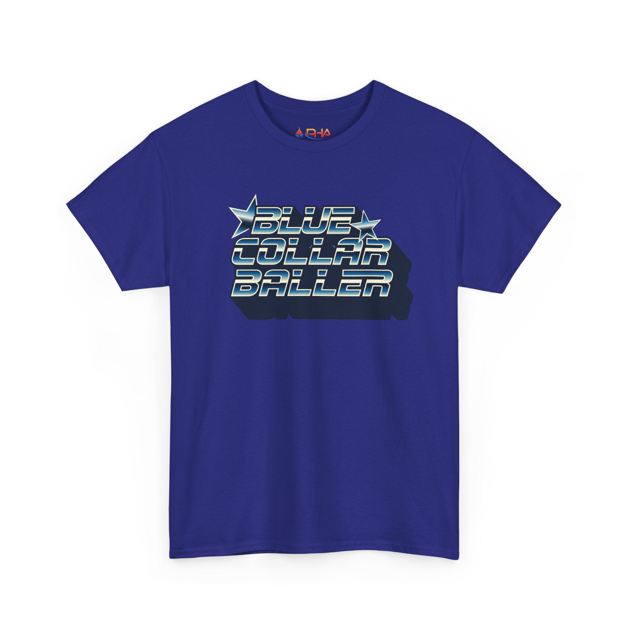 Blue Collar Baller Graphic T-Shirt | Retro 3D Text Workwear Tee