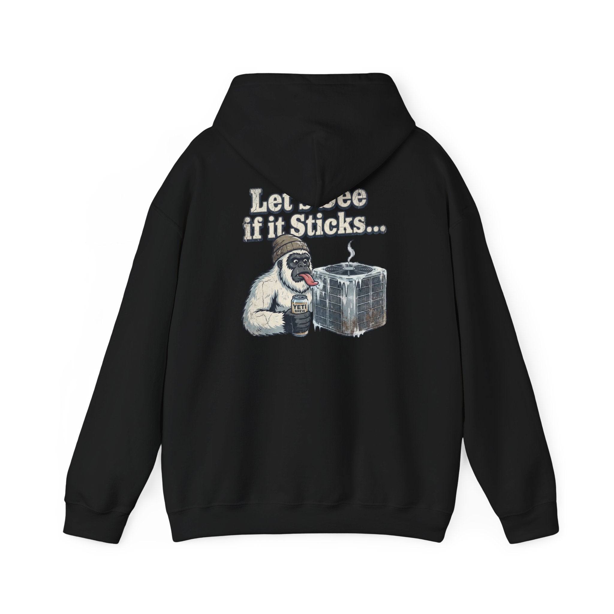 Yeti Tongue Testing HVAC Graphic Hoodie | Freon Refrigerant Humor Pullover