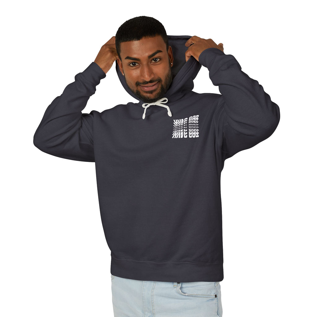 HVAC God Graphic Hoodie | Distorted Wavey Text on Chest & Back