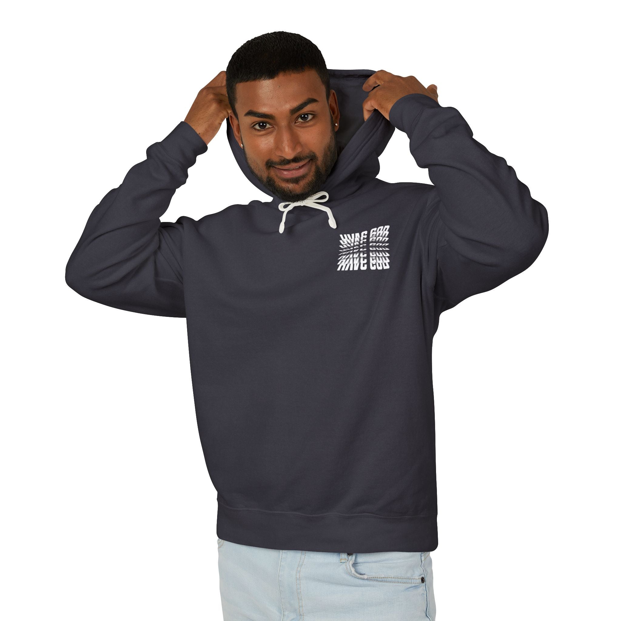 HVAC God Graphic Hoodie | Distorted Wavey Text on Chest & Back