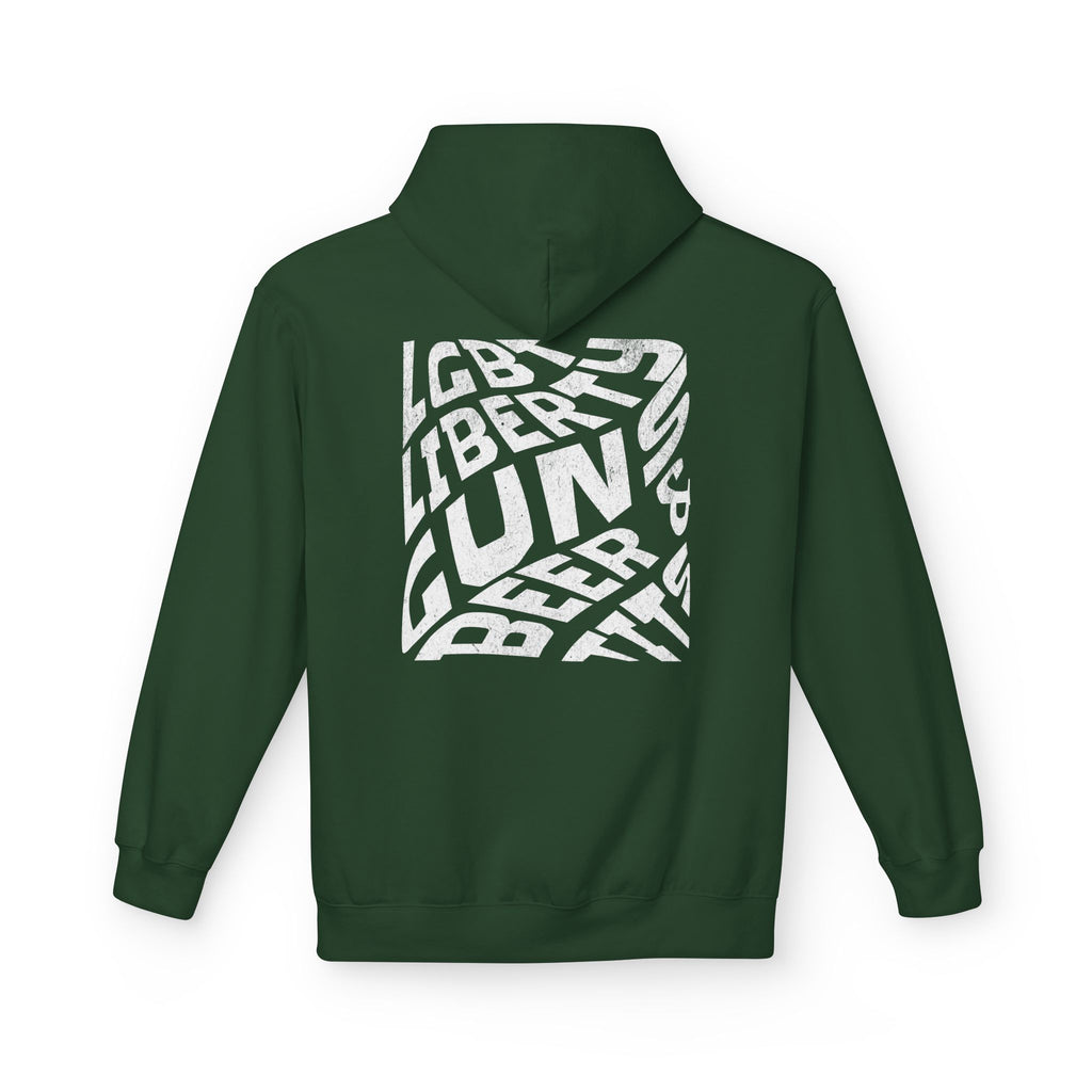 LGBT Ally Graphic Hoodie | "Liberty, Guns, Beer, & T***" Pullover Hooded Sweatshirt