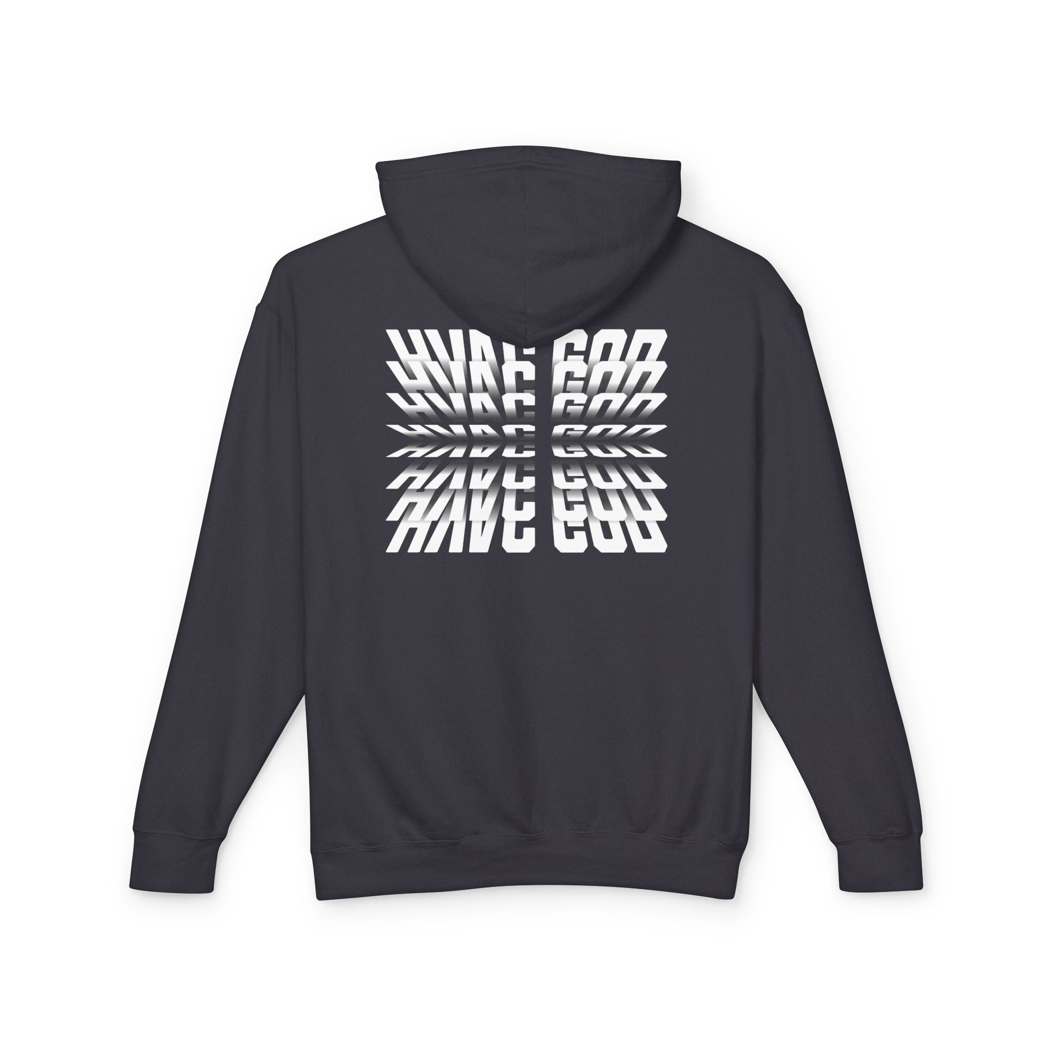 HVAC God Graphic Hoodie | Distorted Wavey Text on Chest & Back