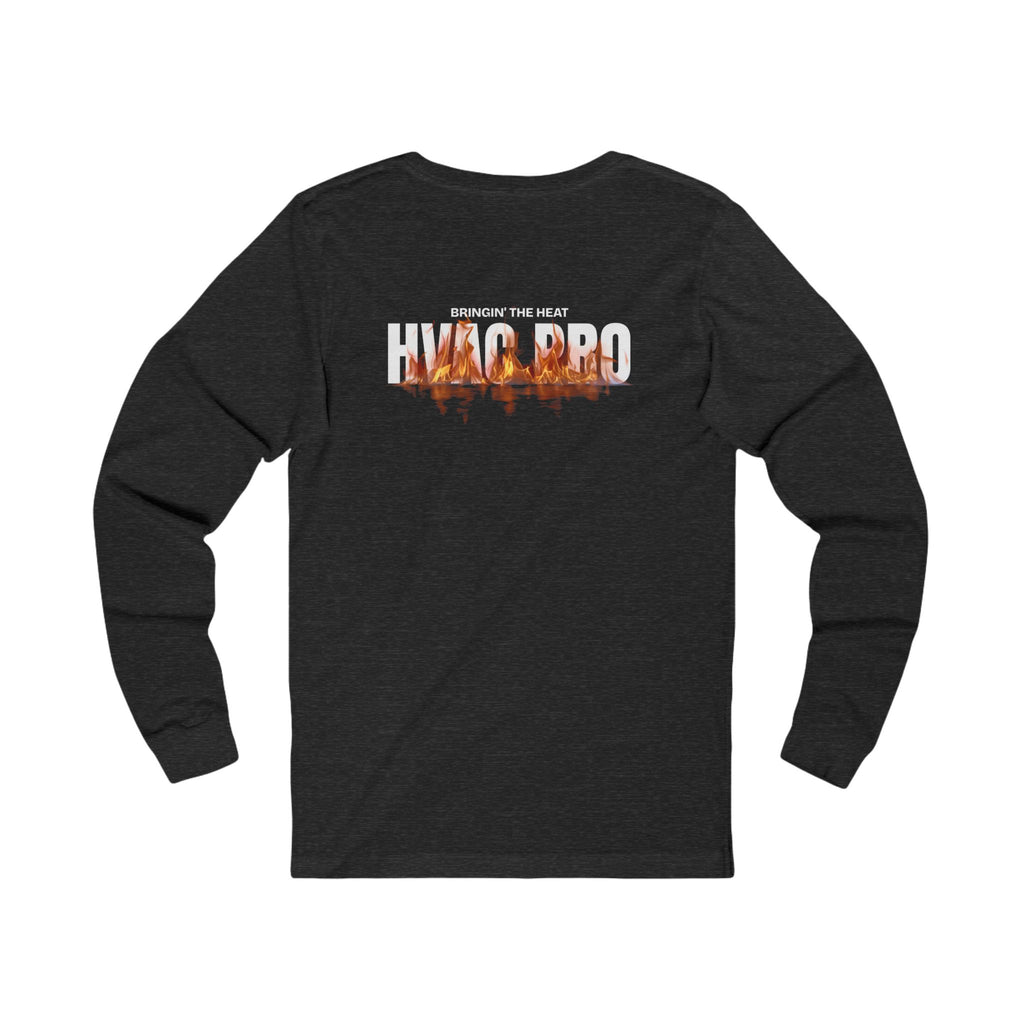HVAC Pro Flame Long-Sleeve Graphic Tee | Heating Cooling Technician Shirt