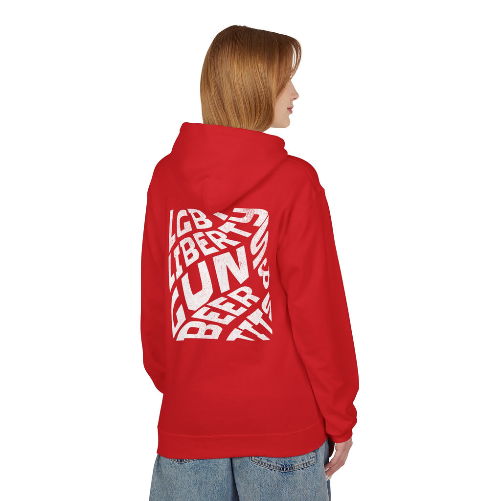 LGBT Ally Graphic Hoodie | "Liberty, Guns, Beer, & T***" Pullover Hooded Sweatshirt