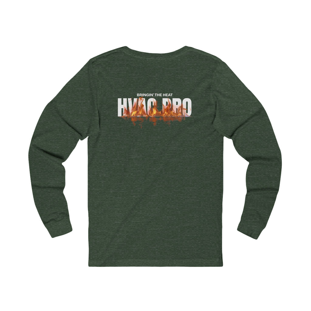 HVAC Pro Flame Long-Sleeve Graphic Tee | Heating Cooling Technician Shirt