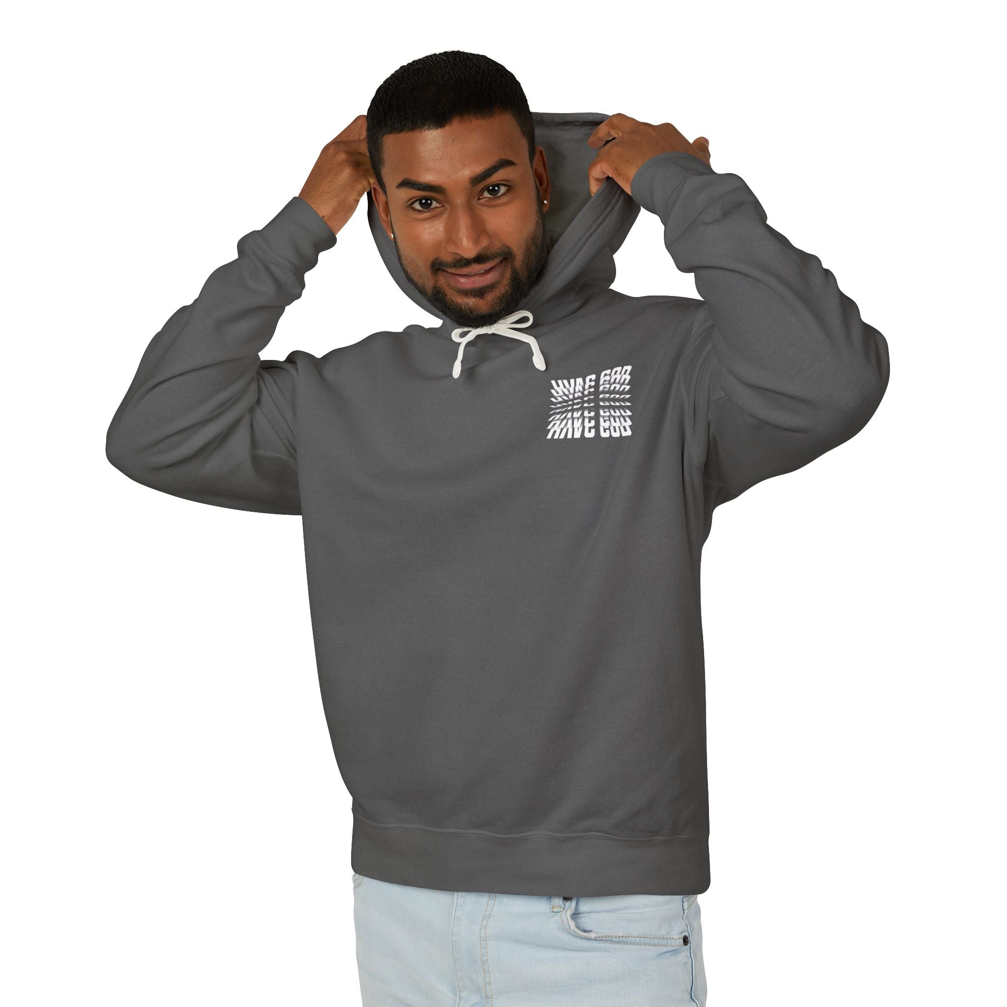 HVAC God Graphic Hoodie | Distorted Wavey Text on Chest & Back