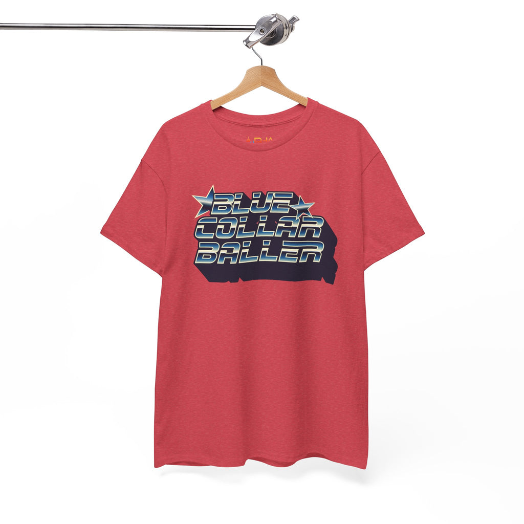 Blue Collar Baller Graphic T-Shirt | Retro 3D Text Workwear Tee