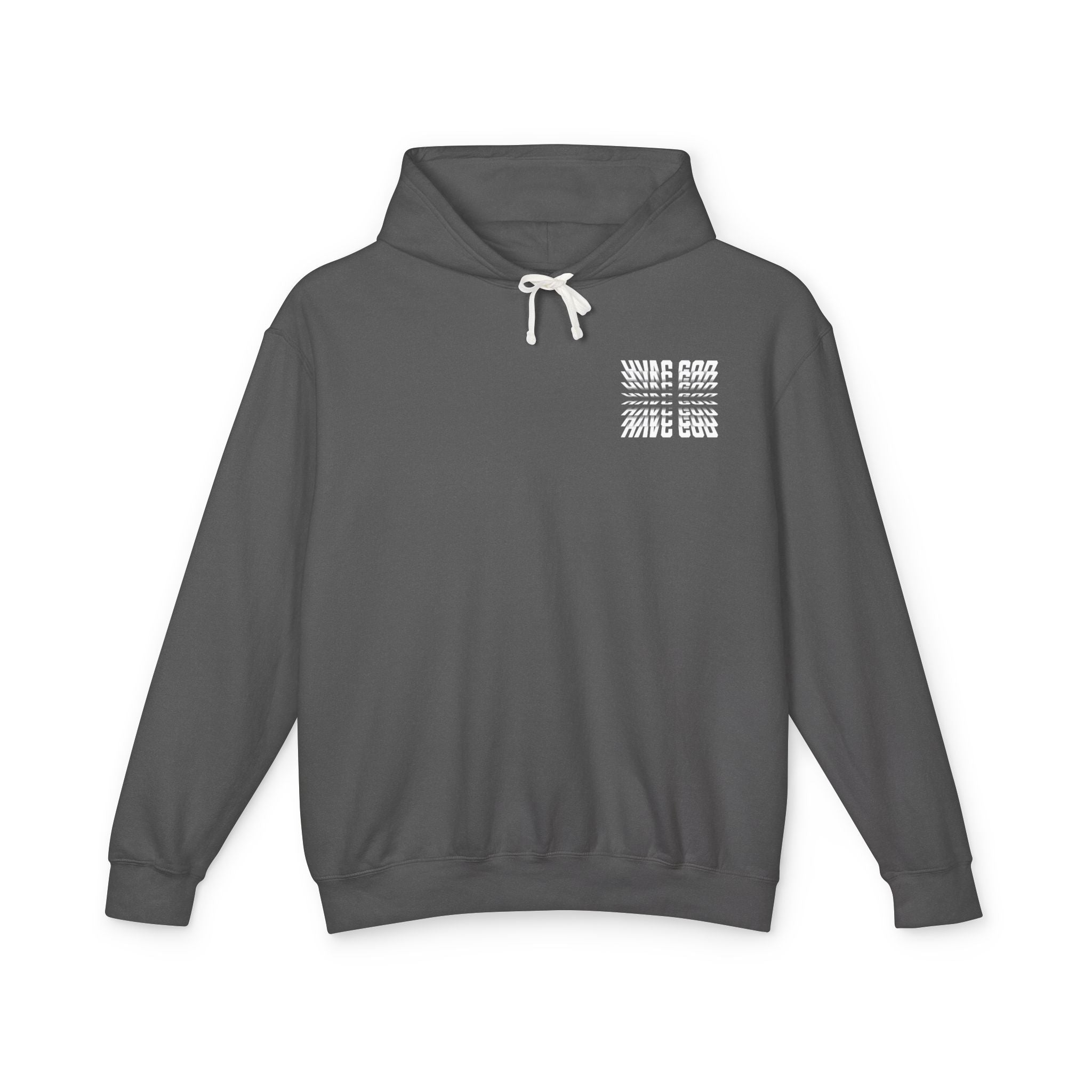 HVAC God Graphic Hoodie | Distorted Wavey Text on Chest & Back
