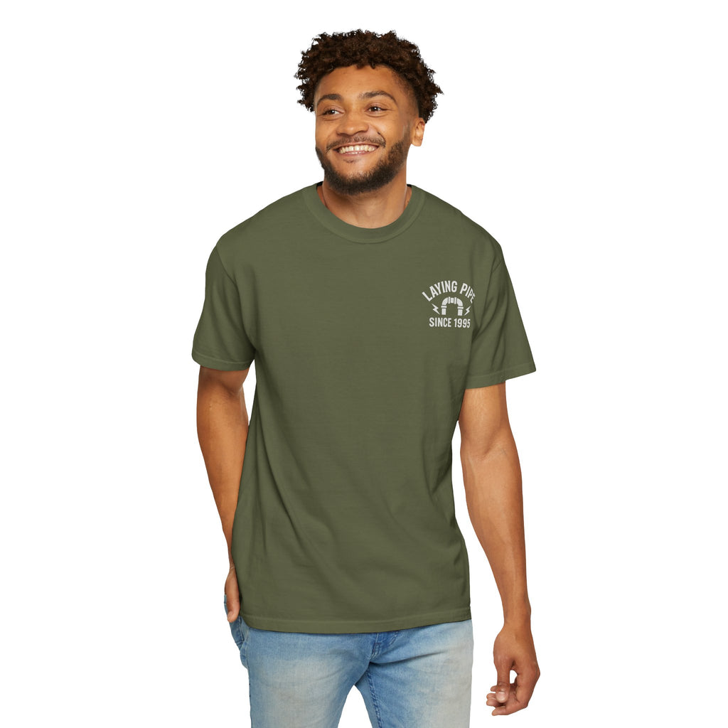 Laying Pipe Since 1995 Graphic Tee | Vintage Plumber Design T-shirt